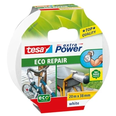 Image of tesa extra Power Eco Repair Tape High Performance Duct for Manual Work, Fixing, Labelling Natural Fibres 20 m x 38 mm White