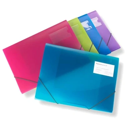 Image of Rapesco 0719 3 Flap Folio Wallet, A4+, Bright Transparent Colours, Pack of 5