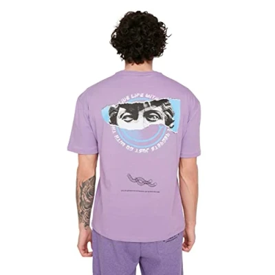 Image of Trendyol Man Relaxed fit Basic Crew Neck Knit T Shirt Lilac