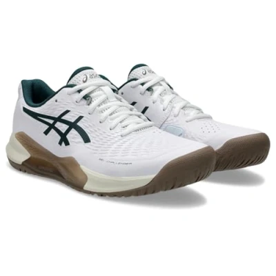 Image of Asics Gelchallenger 14 Multicourt tennis shoes, Men&#039;s, Size: 9, White/saxon green shoes