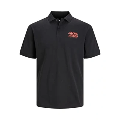 Image of Jack &amp; Jones Men&#039;s Jcoelliot Polo Ss FST Shirt, Black, M