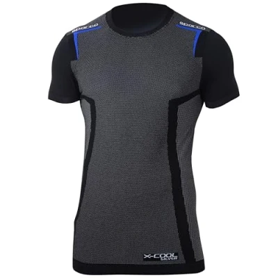 Image of Sparco Unisex&#039;s 002203nreb0xxs Short Sleeve T Shirt K Carbon Blue XXS, Multicoloured, 42/50 EU
