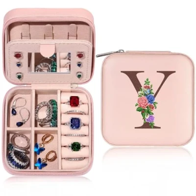 Image of TINGN Travel Jewellery Box, Case,Travel Organiser, Stackers Box,Gifts for Girls, Personalised Box Y