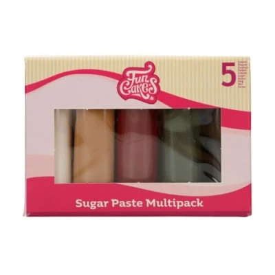 Image of FunCakes Sugar Paste Multipack Sparkling Palette, Easy to Use, Smooth, Flexible, Soft and Pliable, for Cake Decorating, Halal, Kosher Gluten Free, 5 x 100 g