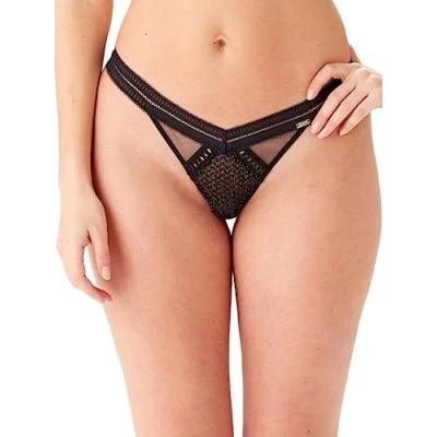 Image of Gossard Womens Contradiction Thong Black/Silver Black &amp; Silver Polyamide Size Large