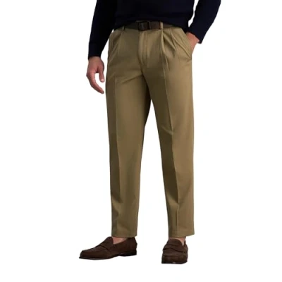 Image of Haggar Men&#039;s Premium No Iron Khaki Classic Fit Pleat Front Casual Pant (Regular and Big &amp; Tall Sizes), British Khaki, 40W x 30L