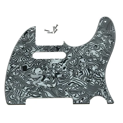 Image of KAISH American Vintage 5 Hole Tele Pickguard TL Guitar Pick Guard Scratch Plate for Tele/Telecaster Black White Shell
