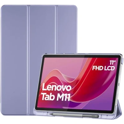 Image of ProCase Smart Case for Lenovo Tab M11 11&quot; 2024 TB330FU with Pen Holder, Slim Stand Tri Fold Hard Shell Protective Tablet Cover Translucent Back Support Auto Wake/Sleep Lightpurple