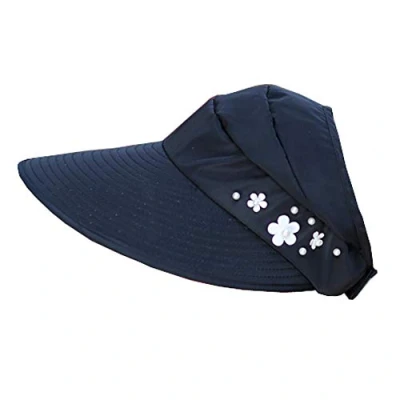 Image of Metyou Sun Hats Women Summer Hat Outdoor UV Protection Wide Large Brim Cap Beach Visor Caps Foldable (Black)