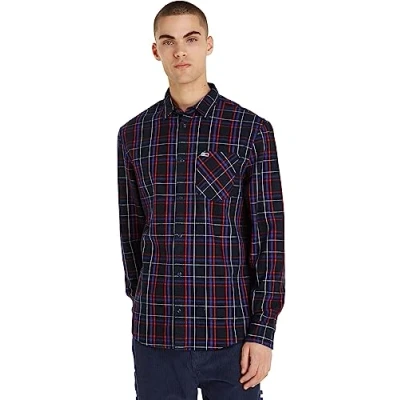 Image of Tommy Jeans Men&#039;s Check Pocket Shirt Casual, Multicolor (Desert Sky Check), M