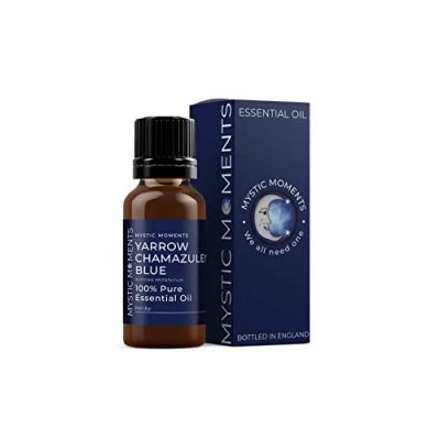 Image of Mystic Moments Yarrow Chamazulene (Blue) Essential Oil 5ml Pure &amp; Natural for Diffusers, Aromatherapy Massage Blends Vegan GMO Free