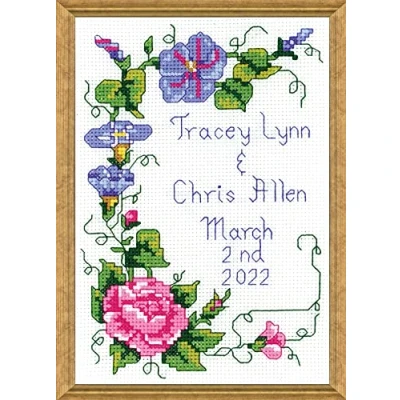 Image of Janlynn Mini Cross Stitch Kit Wedding Floral, 5&quot;x7&quot; 14 Count, 5 x 7