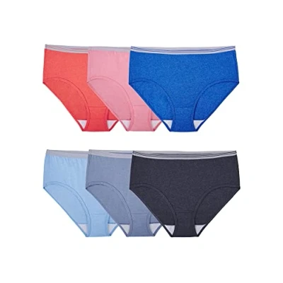 Image of Fruit of the Loom Women&#039;s 6 Pack Heather Low Rise Brief Panties Multi L