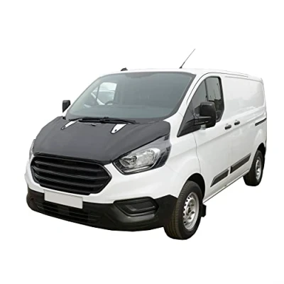 Image of UK Custom Covers BB660AD9 Tailored Full Bonnet Bra Stone Chip Protector Black Carbon Fibre Look Fits Ford Transit Limited 2018 Onwards