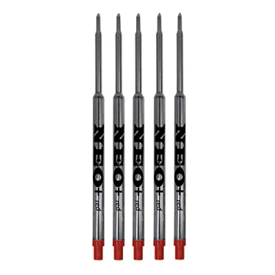 Image of UK Seller! Sets of Pen Refills which fit Waterman Ballpoint Pens. Medium Point Soft Roll (Set 5 RED Ink)