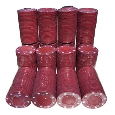 Image of 300 X POKER ROULETTE CASINO CHIPS SUITED DESIGNS IN 6 COLOURS (Red)
