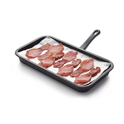 Image of KitchenCraft Fat Absorbing Grill Pads / Oven Tin Liners, 35 x 20 cm (14&quot; 8&quot;) Silver, Metallic