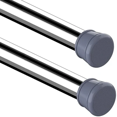 Image of 2Pcs Curtain Rods Spring Loaded Rod Net Extendable Tension for Shower Curtain, Bathroom, Wardrobe(Diameter:25mm)
