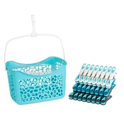 Image of Lakeland Peg Basket Caddy &amp; 24 Matching Soft Grip Pegs Suitable for Delicates Handy Storage