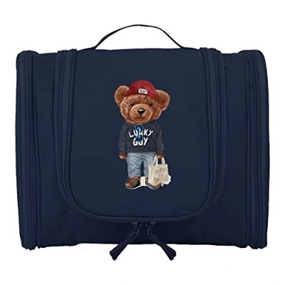 Image of Travel Hanging Toiletry Bag for Women and Men, Toiletries Organizer, Bathroom Shaving Kit Cosmetics, Makeup Case Wash (Bear with Bag)