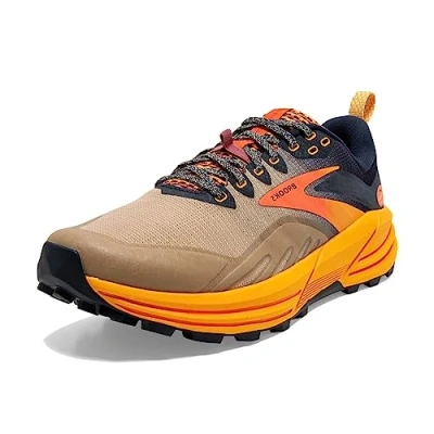 Image of Brooks Men&#039;s Cascadia 16 Sneaker, Yellow Zinnia Eclipse Nomad, 11.5 UK