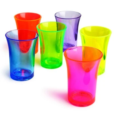 Image of Econ Neon Polystyrene Shot Glasses CE 1.25oz / 35ml Case of 24 Plastic