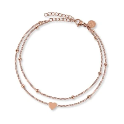 Image of GD GOOD.designs EST. 2015 Anklet Heart for Ladies in Rose Gold Waterproof I Multi row Adjustable Filigree Stainless Steel Ankle Jewellery