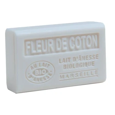 Image of Label Provence Savon de Marseille French Soap Made With Fresh Organic Donkey Milk Cotton Flower Fragrance 60 Gram Bar