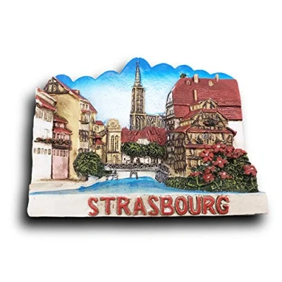 Image of 3D Strasbourg France Refrigerator Fridge Magnet Tourist Souvenirs Handmade Resin Craft Magnetic Stickers Home Kitchen Decoration Travel Gift