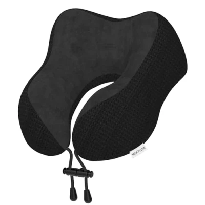 Image of Yomisee Travel Pillow Neck for Airplane Memory Foam Flight Cars, Trains, Home, Offices (Black)