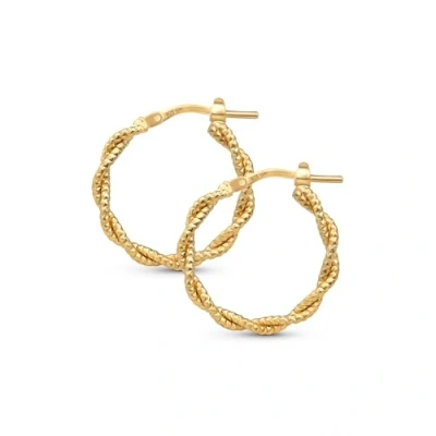 Image of Amberta Italian 925 Sterling Silver Hoop Earrings for Women Twisted Hoops Rope Round Women: Gold Plated 20 mm