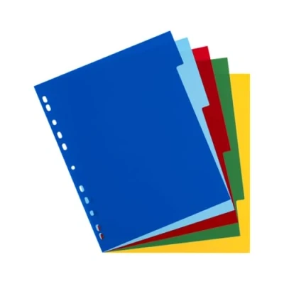 Image of Oxford A4 5 Part Plastic Dividers, Extra Strong Assorted Colours, 1 Set