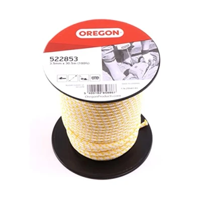 Image of Oregon Starter Rope 3.5 mm x 30.5 m (100 ft) Roll Length, for Chainsaws, Strimmers &amp; Brush Cutters, Polyamide Core, Oil Petrol Resistant (522853)