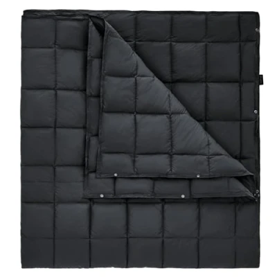 Image of KingCamp Camping Blanket Thermal Ultralight Multifunctional Warm Travel Outdoor with Snap Buttons Lightweight Sleeping Quilt for Hiking Picnic Home Car 213 * 203cm Black