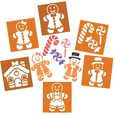 Image of Baker Ross (FE931)Gingerbread Stencils Christmas Craft Supplies,Brown, Pack of 8