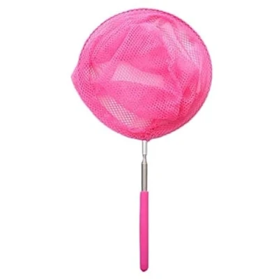 Image of 34 Kids Extendable Fishing Mesh Net Butterfly Bug Insect Fish Crab Catcher with Telescopic Handle Garden Pond Toy, Ideal present for Children from 37cm to 86cm (Fishing Net, Pink)