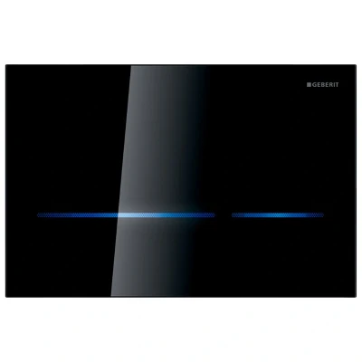 Image of Geberit Sigma80 Electronic Touchless Dual Flush Plate Mains Operation Black / Glass (116.090.SG.6)