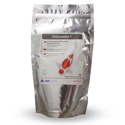 Image of NT Labs Koi Care Chloramine T, Medicine for External Bacterial and Parasitic Infections in Koi, Water Treatment, Broad Spectrum Medication, Treats Costia, SIZE 440gm