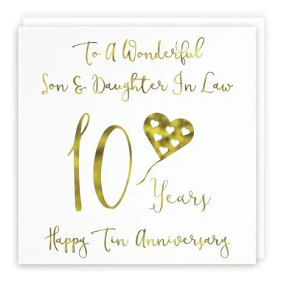 Image of Hunts England Son And Daughter In Law 10th Anniversary Card To A Wonderful &amp; 10 Years Happy Tin Milano Collection