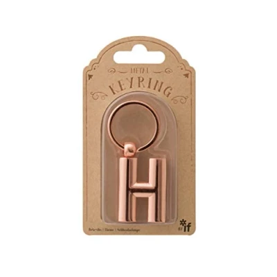 Image of IF Metal Letter Keyring Personalised Alphabet Letters Rose Gold H