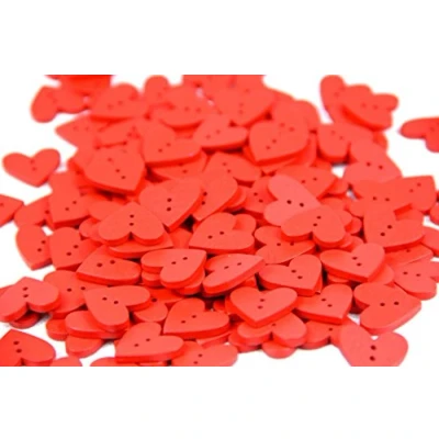 Image of RayLineDo Pack of 40pcs Heart Shaped Painted 2 Hole Red Wooden Buttons(20MM) package for Sewing Scrapbooking.