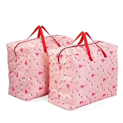Image of THE TWIDDLERS Pack of 2 Xmas Themed Storage Bags Perfect for Carrying, Decorations, &amp; Toys