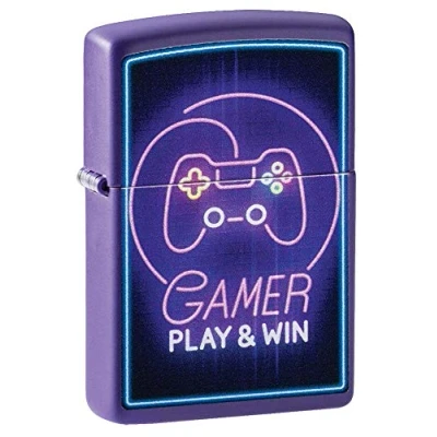 Image of Zippo Gamer Controller Design Purple Matte Pocket Lighter