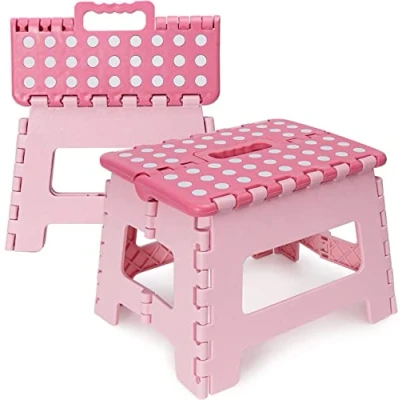 Image of Kids Folding Step Stool Sturdy Anti slip Children Adults Foldable Stepping for Home and Outdoor Use (Pink)