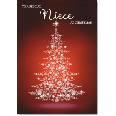 Image of doodlecards Niece Christmas Card Snowflake Tree Large A4 Size for with Plain Envelope