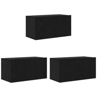 Image of vidaXL TV Cabinet Set Black Oak Engineered Wood Medium