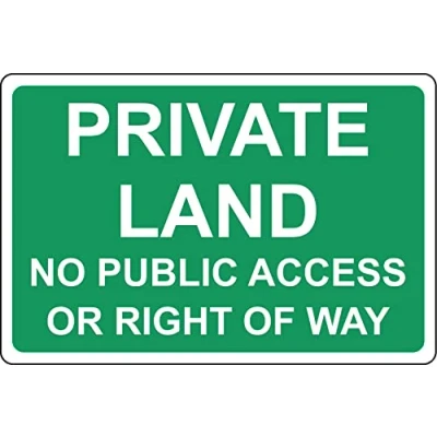 Image of Private land no public access or right of way sign 3mm Aluminium (400mm x 300mm)