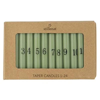 Image of IB Laursen Advent Candles Calendar 1 24 Green with Black Numbers Set of
