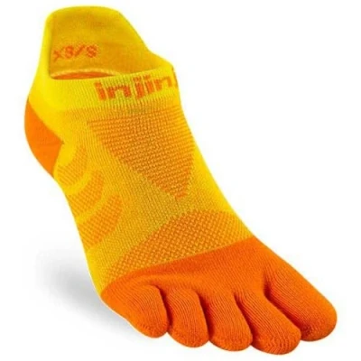 Image of Injinji Ultra Run No Show Running Socks for Women Orange, Perfect Long Distance Comfort and Blister Prevention