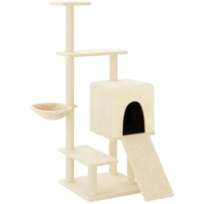 Image of vidaXL Cat Tree with Sisal Scratching Posts Cream 130.5 cm